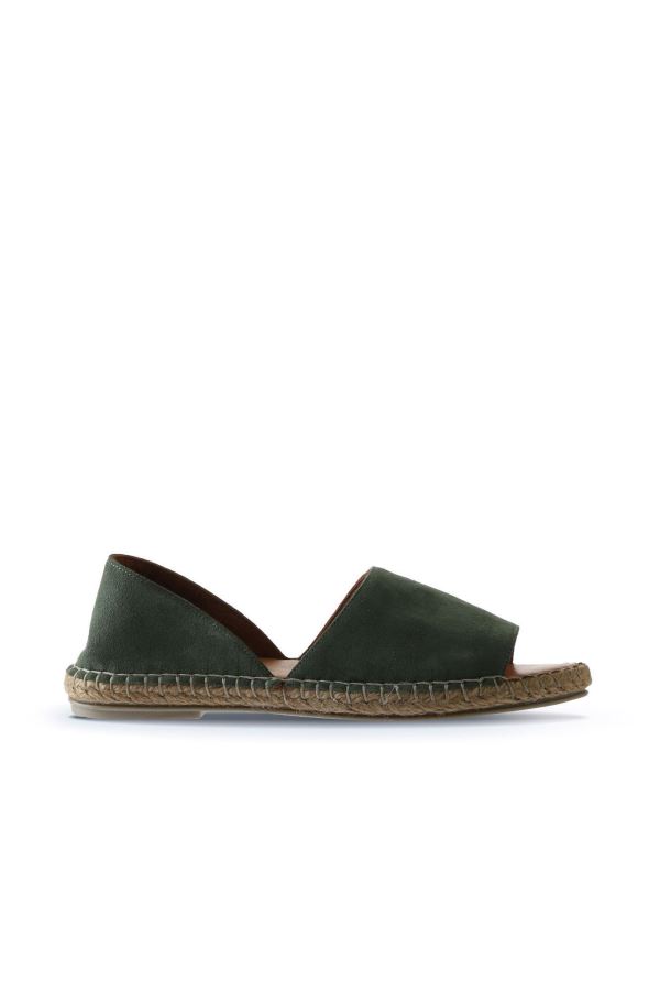 Yeşil Süet Kadın Espadril Ayakkabı