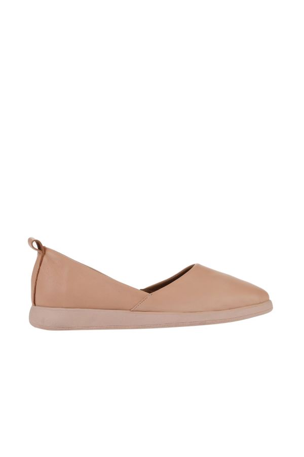 Pudra Açık Deri Kadın Düz Babet