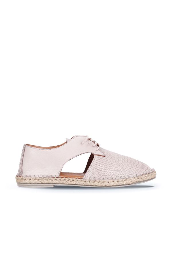 Pudra Deri Kadın Espadril Ayakkabı