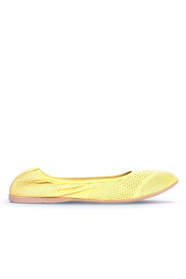 Sarı Deri Kadın Düz Babet