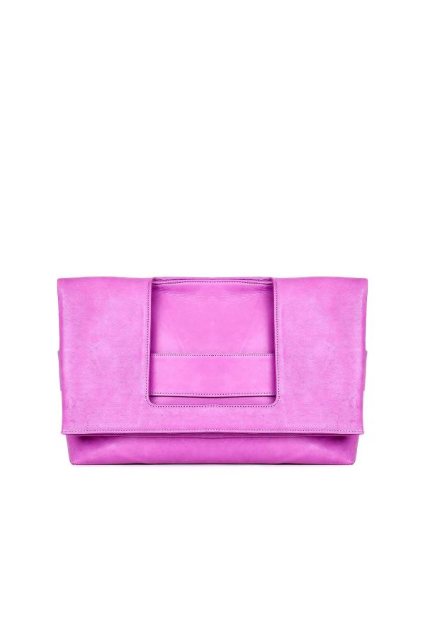 Lila Deri Kadın Portföy Çanta