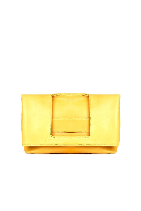 Sarı Deri Kadın Portföy Çanta