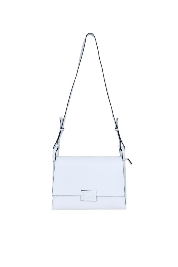 Beyaz Deri Kadın Çapraz Çanta