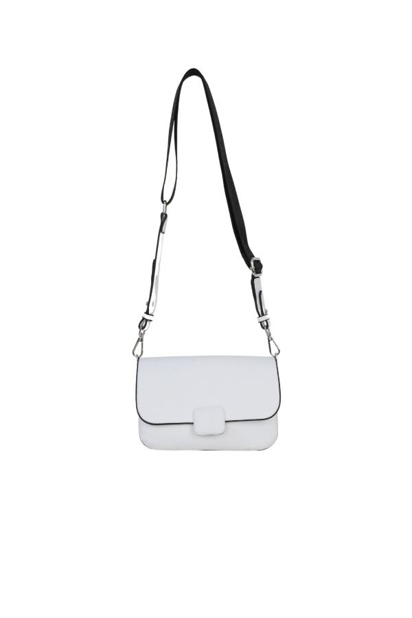 Beyaz Deri Kadın Çapraz Çanta