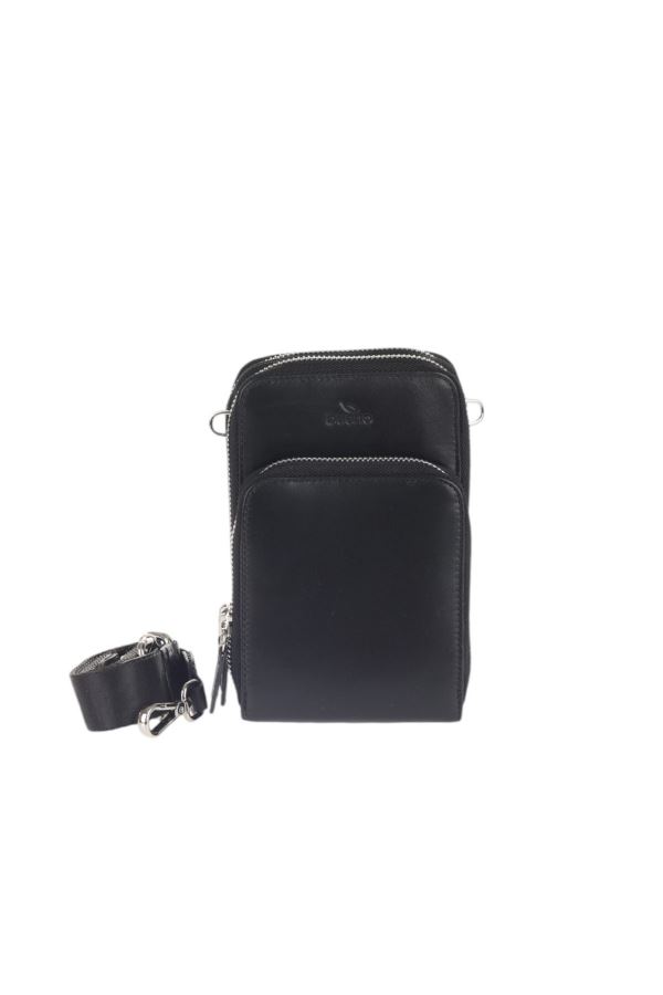 Siyah Deri Unisex Postacı Çantası