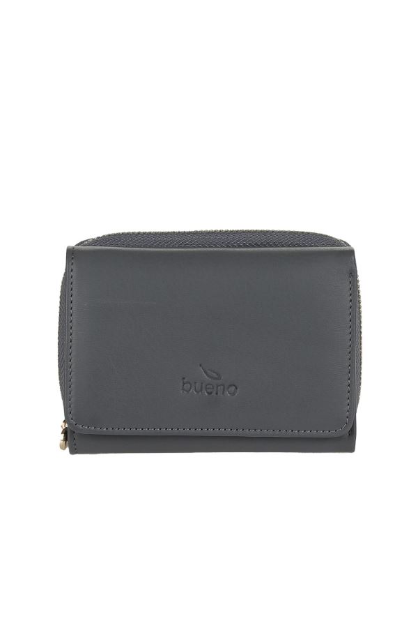 Gri Deri Kadın Cüzdan 