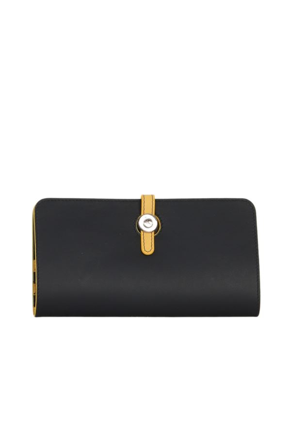 Siyah Sarı Deri Kadın Cüzdan