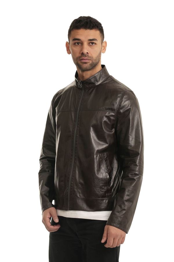 Kahverengi Koyu Delux Erkek Deri Mont