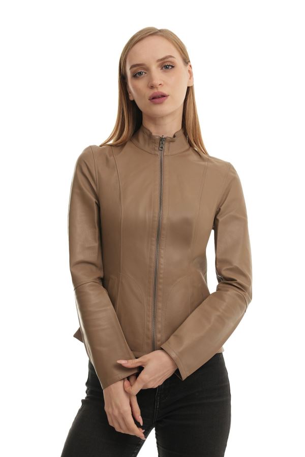 Vizon Pitikare Kadın Deri Mont