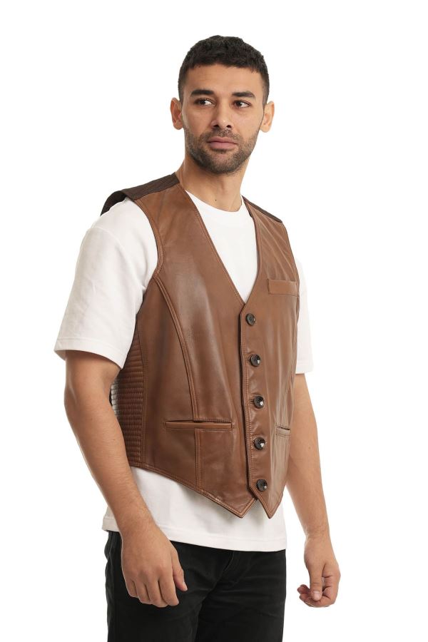 Fındık 132 Antik Deri Erkek Deri Yelek