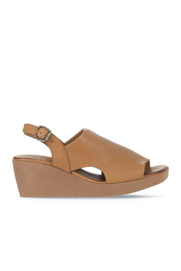 Taba Taba Deri Kadın Dolgu Topuklu Sandalet