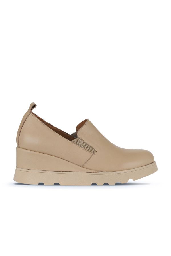 Vizon Deri Kadın Dolgu Topuklu Ayakkabı