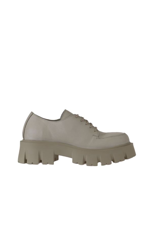 Bej Deri Kadın Dolgu Topuklu Ayakkabı 