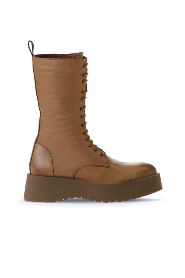 Taba Açık Deri Kadın Dolgu Topuklu Bot