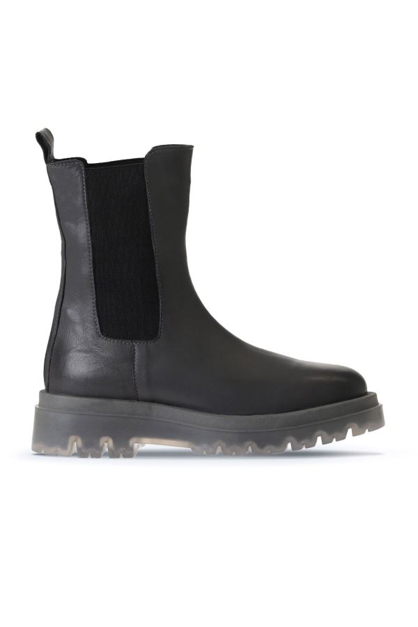 Gri Deri Kadın Dolgu Topuklu Bot