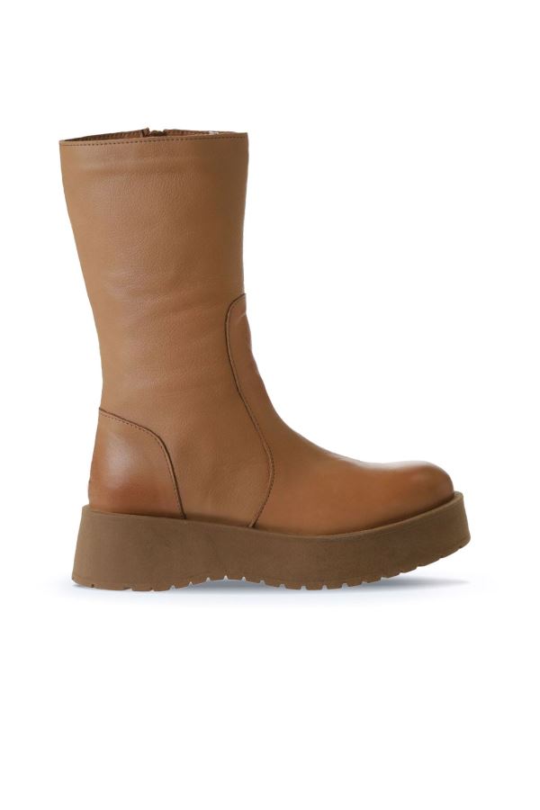 Taba Açık Deri Kadın Dolgu Topuklu Bot