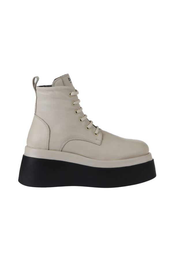 Bej Deri Kadın Dolgu Topuklu Bot