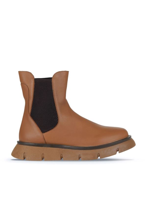 Taba Deri Kadın Düz Bot