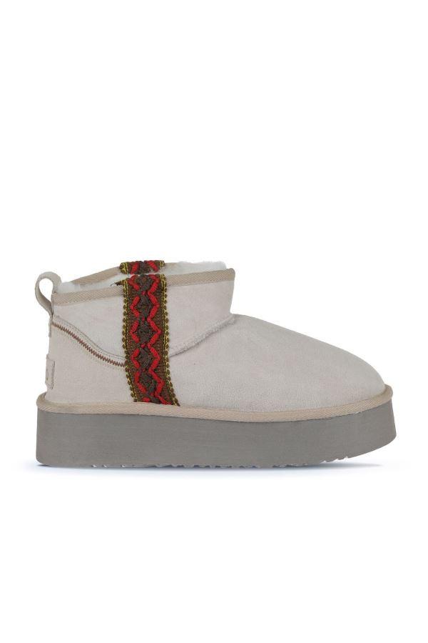 Bej Süet Kadın Dolgu Topuklu Bot