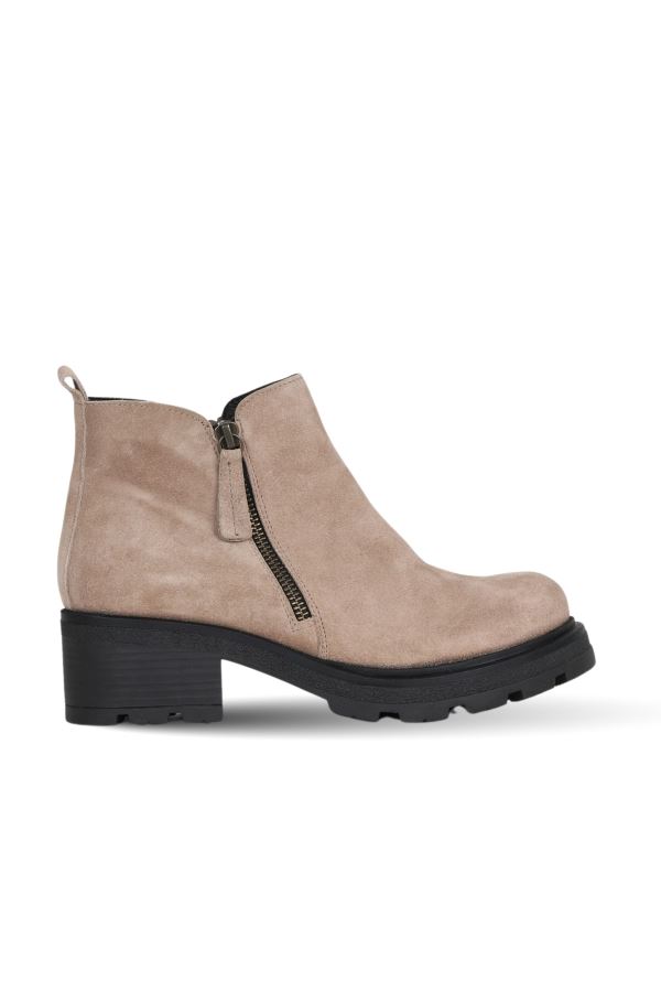 Gri Süet Kadın Dolgu Topuklu Bot