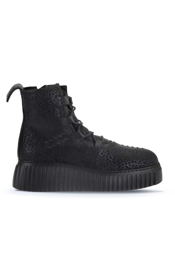 Siyah Rugan-Deri Kadın Düz Bot