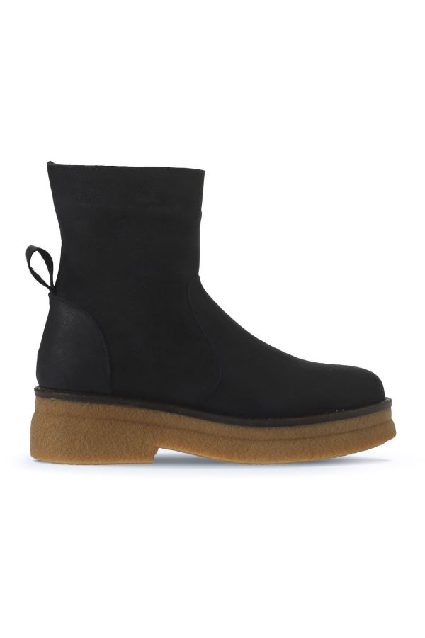 Siyah Nubuk Kadın Düz Bot