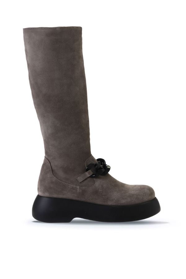 Vizon Süet Kadın Dolgu Topuklu Çizme