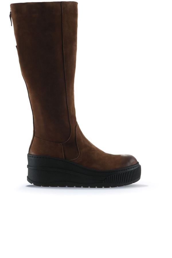 Vizon Nubuk Kadın Dolgu Topuklu Çizme 