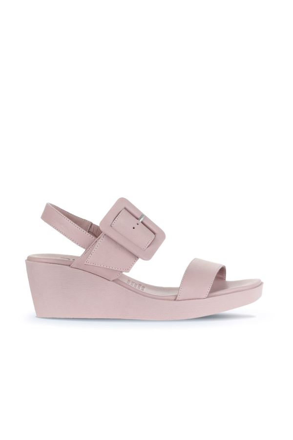 Gül Kurusu Deri Kadın Dolgu Topuklu Sandalet