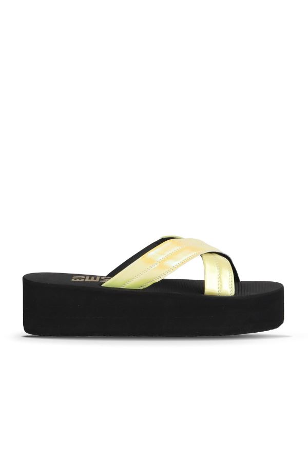 Sarı Limon Sedef-Sipahi Kadın Dolgu Topuklu Terlik