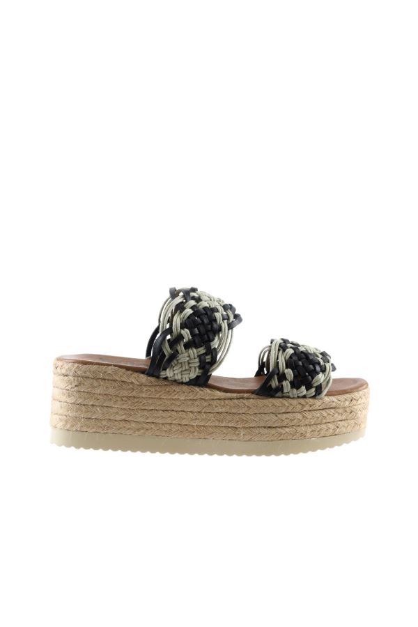 Siyah Deri Kadın Dolgu Topuklu Terlik 