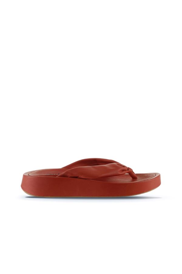 Mercan Deri Kadın Parmak Arası Terlik 