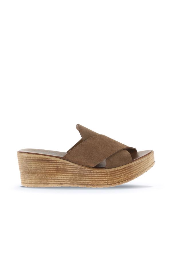 Taba Alf Süet Kadın Dolgu Topuklu Terlik