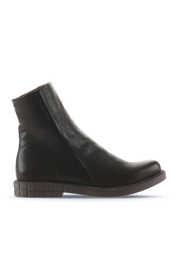 Haki Deri Kadın Düz Bot