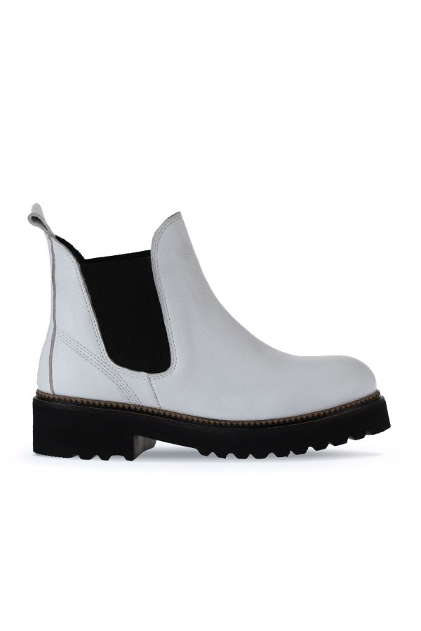 Beyaz Flotter Deri Kadın Düz Bot