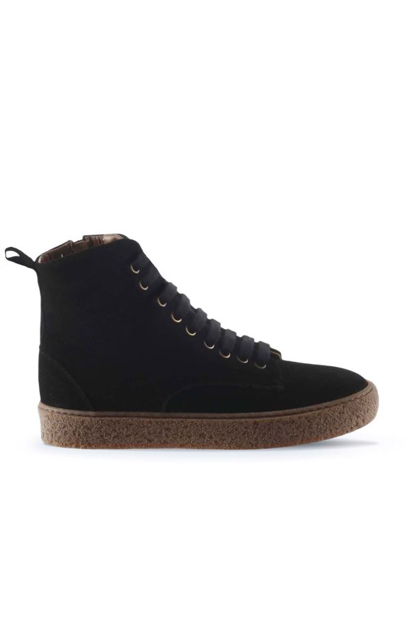 Siyah Süet Kadın Düz Bot