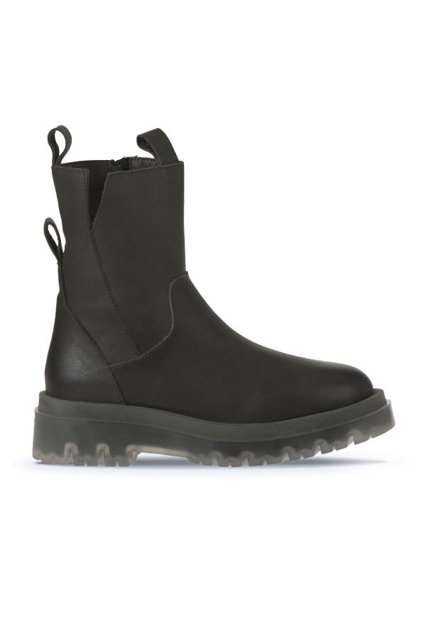 Haki Deri Kadın Düz Bot