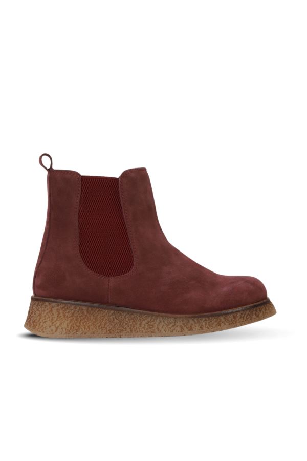 Bordo Süet Kadın Düz Bot