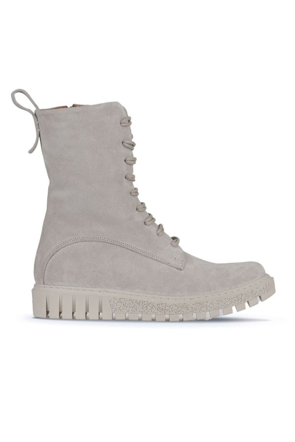 Bej Süet Kadın Düz Bot