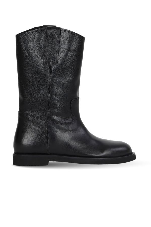 Siyah Shirinkle Deri Kadın Düz Bot