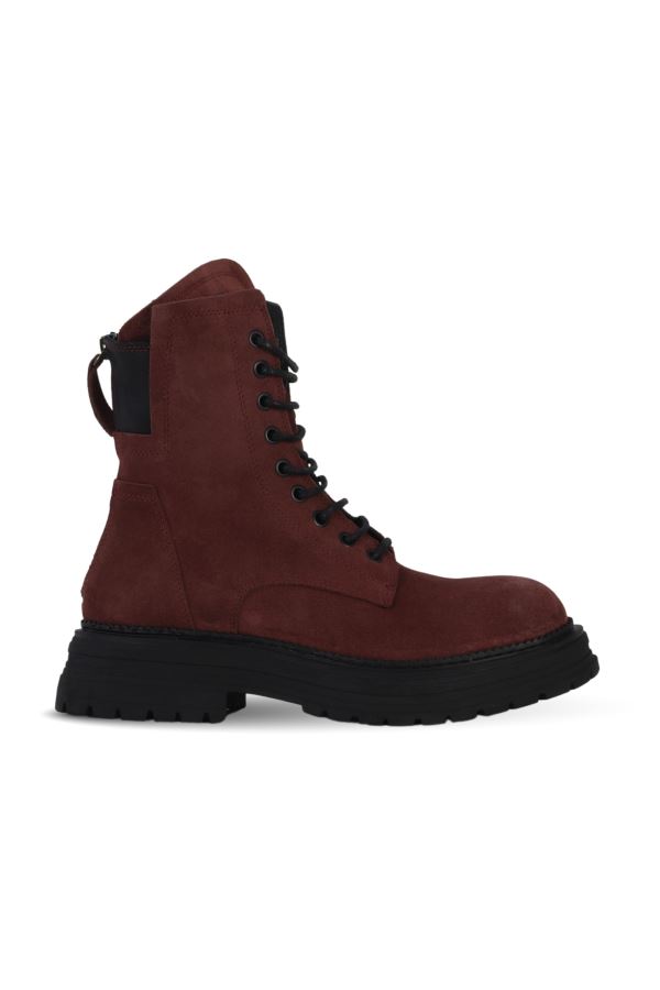 Bordo Süet Kadın Düz Bot