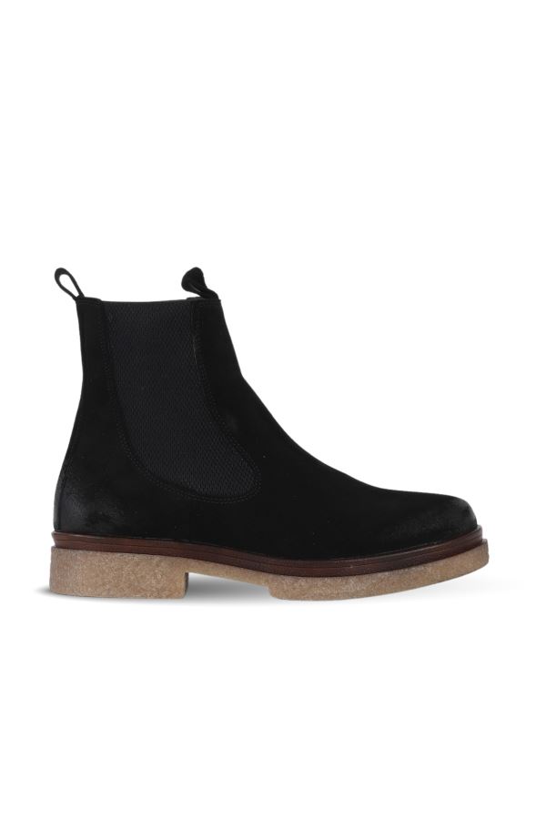 Siyah Süet Kadın Düz Bot