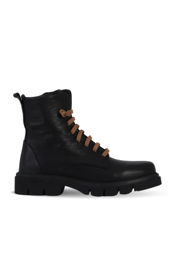 Siyah Açık Kahve Deri Kadın Düz Bot