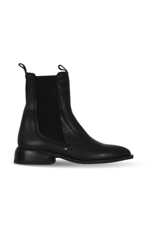 Siyah Deri Kadın Düz Bot