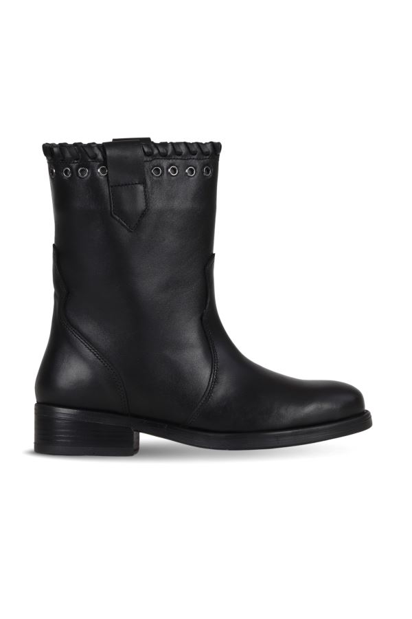 Siyah Süet-Deri Kadın Düz Bot