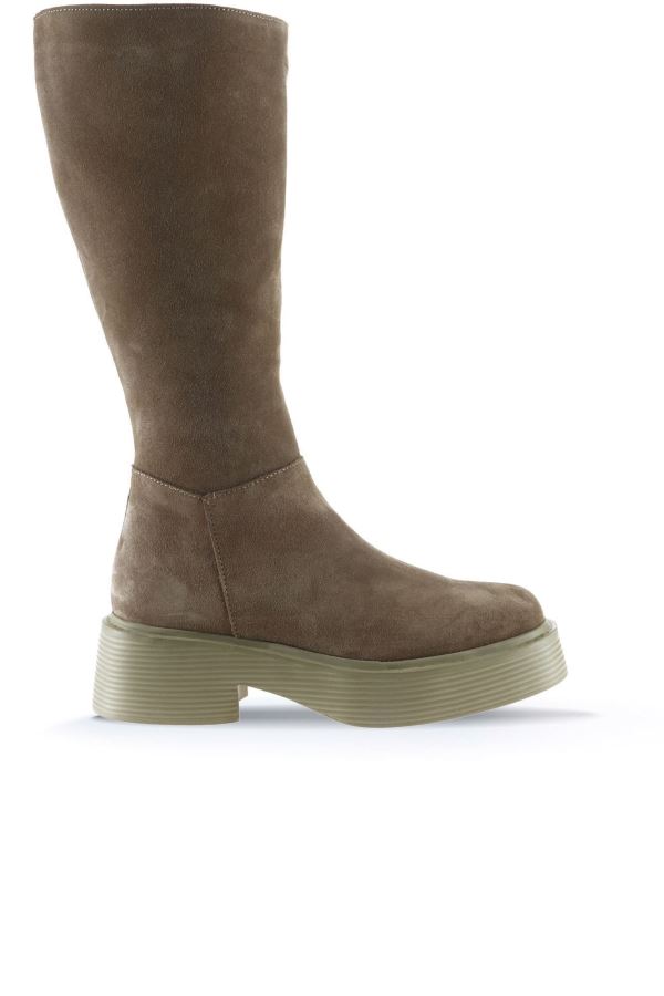Vizon Süet Kadın Düz Çizme 