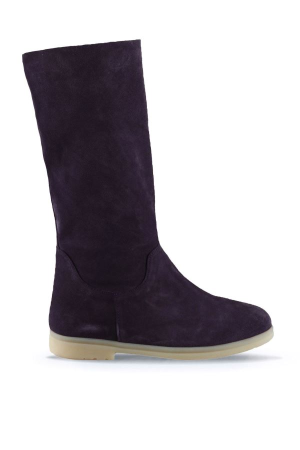 Mor Süet Kadın Düz Çizme