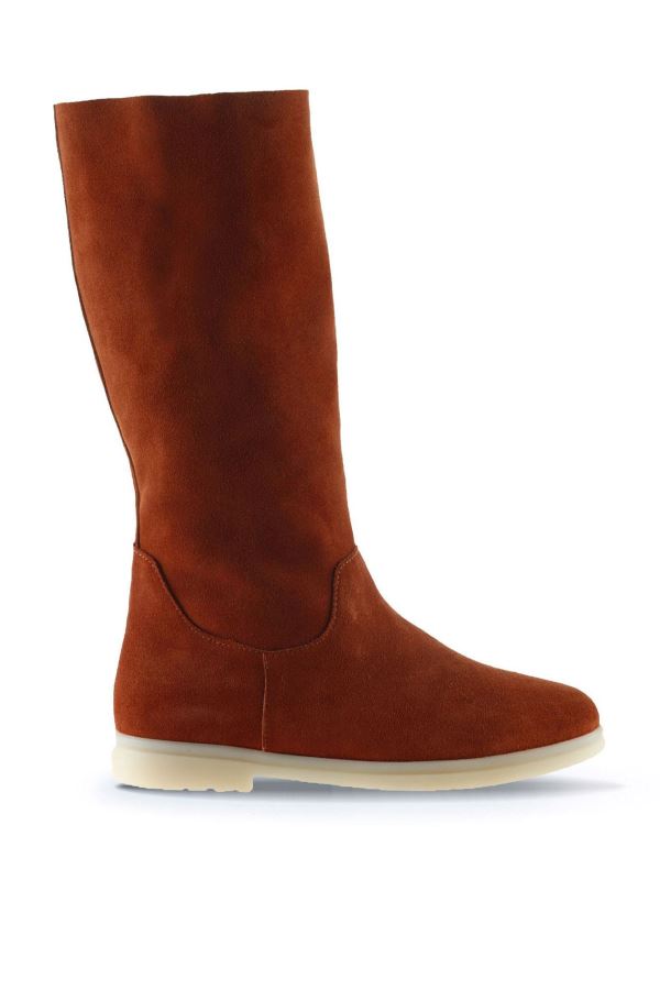 Kiremit Süet Kadın Düz Çizme