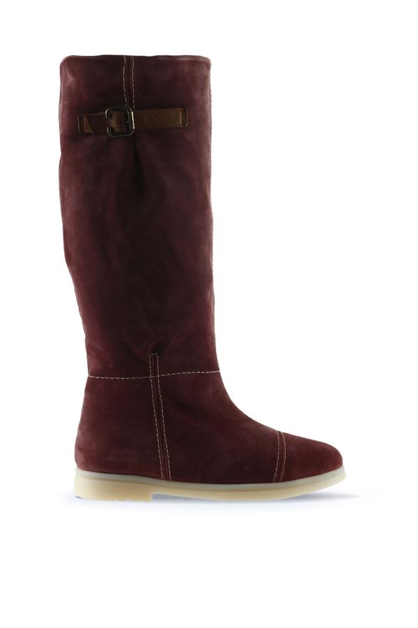 Mor Süet Kadın Düz Çizme