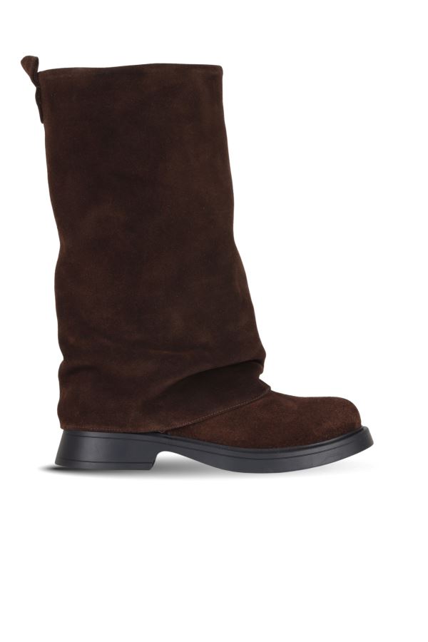 Kahverengi Süet Kadın Düz Çizme
